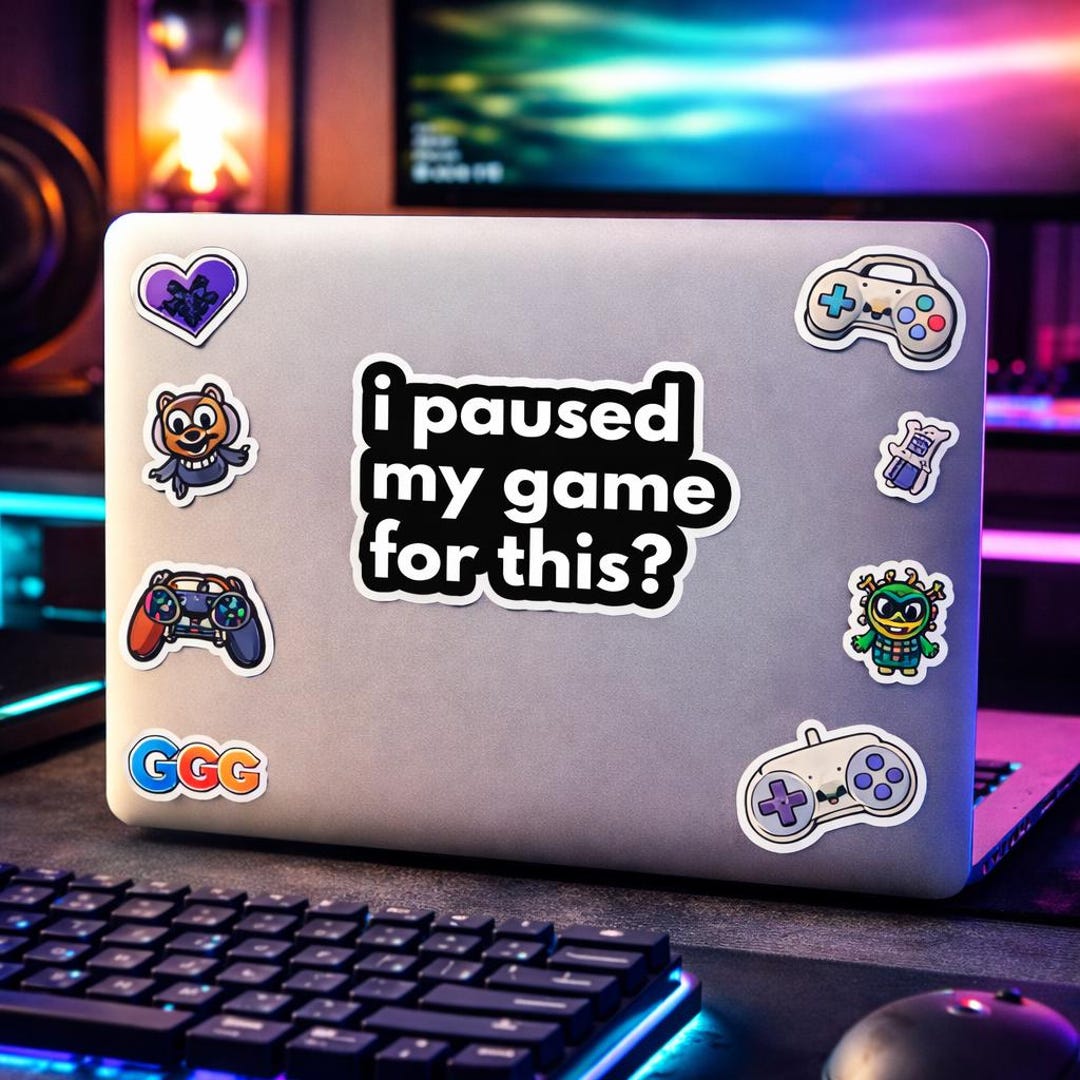 Sticker Aecb Funny Gamer Sticker, I Paused My Game Saying, PC Setup Humor (vinyl ...