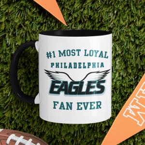Philadelphia coffee mug, unique gift for Philadelphia eagles sports fans, nfl american football super bowl two-toned coffee cup