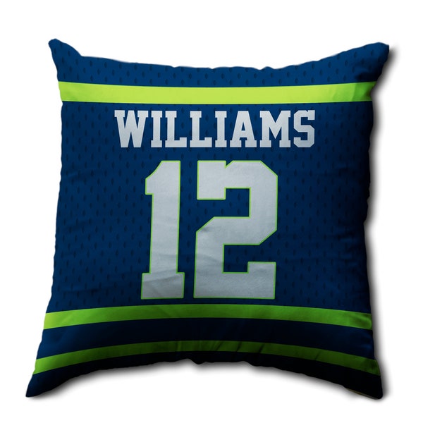 Seattle personalized football pillow case, unique custom gift for NFL fans with your name and number choice fan pillowcase