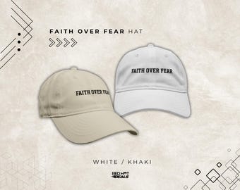 La foi au-dessus de la peur Casquette de baseball minimaliste chrétienne, cadeau de chapeau de papa de vers de bible, casquette réglable en coton unisexe pour le ministère de la jeunesse d'église