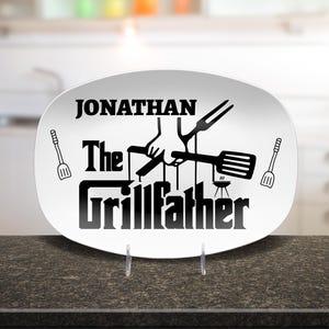 Piatto personalizzato per grigliate BBQ del padre della griglia, regalo personalizzato unico e divertente per i papà maestri della griglia, piatto per grigliate da papà chef