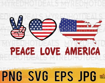 4th of July SVG, peace love America SVG, patriotic Svg, fourth of July SVG, independence Day Svg Png Sublimation