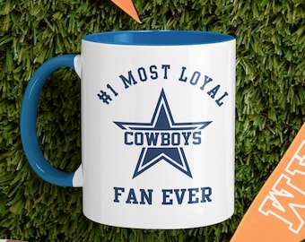 Dallas coffee mug, unique gift for dallas cowboys sports fans, nfl american  football super bowl two-toned coffee cup