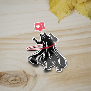 Darth Hula hoop Vader star wars sticker, Kiss-Cut Vinyl Decal Sticker, laptop skateboard stickers, unique gift for friends, bottle sticker