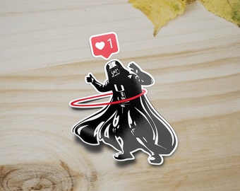 Darth Hula hoop Vader star wars sticker, Kiss-Cut Vinyl Decal Sticker, laptop skateboard stickers, unique gift for friends, bottle sticker