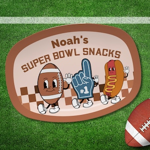 Personalized Super Bowl Snacks Serving Platter, Custom Game Day Party Dish, nfl football season party snack plate, housewarming gift