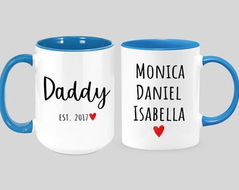 Personalized two-toned coffee mug or tea cup for dad mom husband wife grandparents, unique custom Birthday or Christmas gift