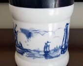 Vintage Tobacco Humidor Jar VALKENSWAARD Opaline Glass Dutch Cigar Jar Made in Belgium