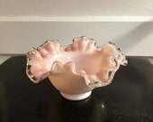 Fenton pink and white silvercrest glass bowl candy dish