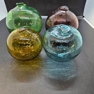 Set of 4 Blown Glass Net Float Balls 