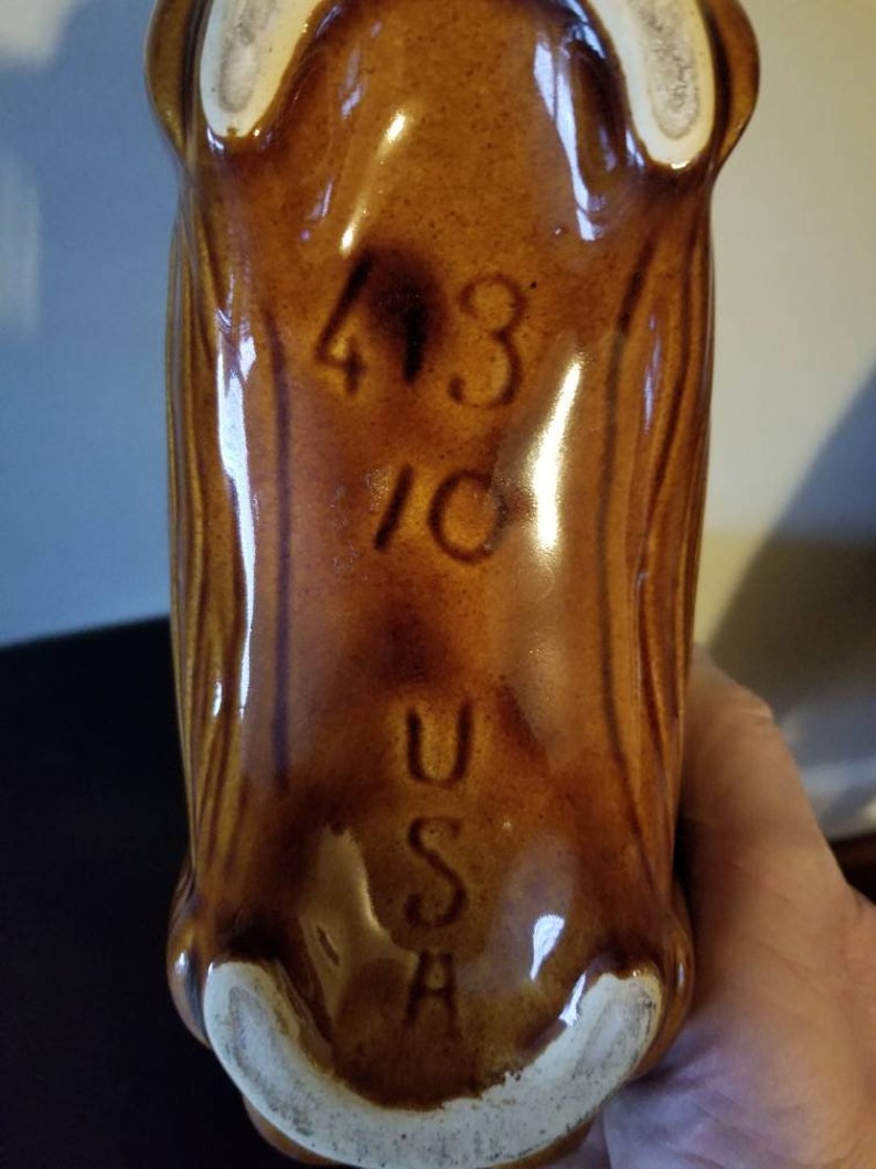 Brush Pottery Planter 413 10 Usa Woodgrain Brown Drip Glaze Etsy