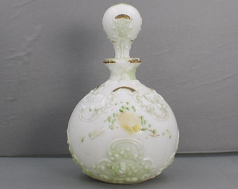 Antique Dithridge & Co. White Milk Glass Vanity Barber Cologne Bottle Decanter