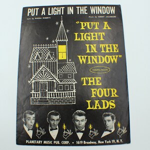 1957 Put A Light In The Window The Four Lads Vintage Sheet Music