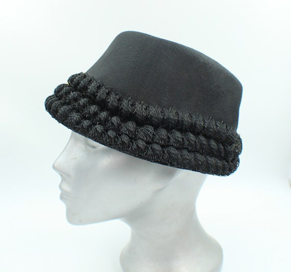 Women's 40's Flower Cloche Bucket Black Hat With … - image 4