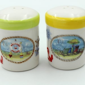 Vintage Nautical Boating Hand Painted Ceramic Salt & Pepper Shakers