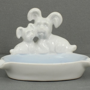 Vintage Terrier Dogs Ashtray Porcelain Gerold Porzellan Made In Western Germany