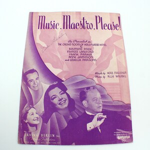 1938 Music, Maestro, Please! Magidson/Wrubel Vintage Sheet Music