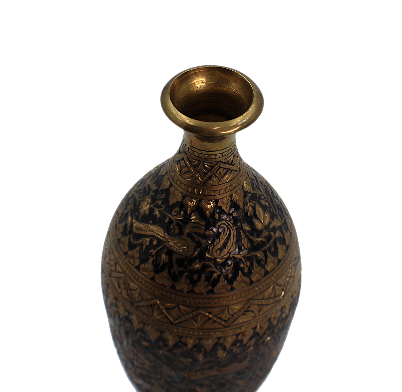 Etched Black and Brass Vase Vintage India Etsy New Zealand