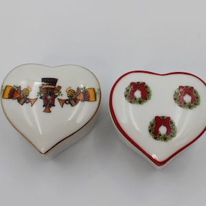 2 Christmas Heart Trinket Boxes- Reutter Germany