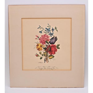 L F Roubillac Blommönster Nejlika Tulpan Anemon Och Ros 20 x 25 cm Vintage