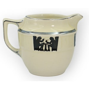 Hal Aardewerk Porselein Silhouet Tavern Medaillon Melk Creamer Kleine Pitcher