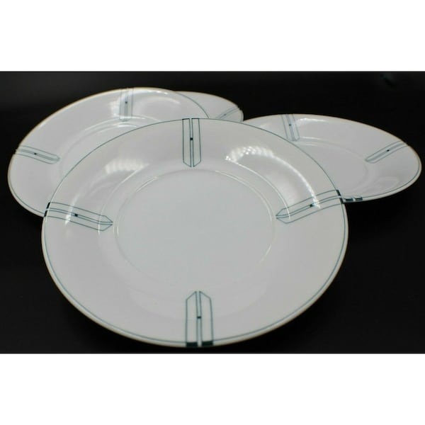 Set of 4 Swid Powell Cityline Chicago by Gwathmey Siegel Green Saucers