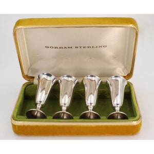 Gorham Sterling Silver Cordial Cups Mini Goblets #951 Original Case Vintage