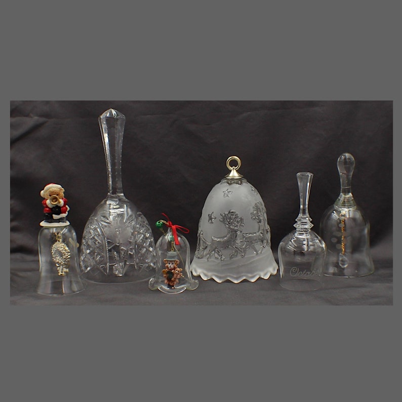 Crystal Glass Decorative Hand Bells Each Different Design Lot of 6 Etsy