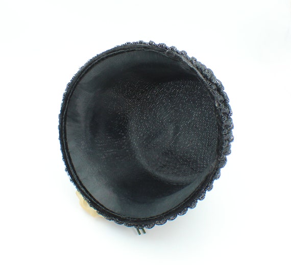 Women's 40's Flower Cloche Bucket Black Hat With … - image 6