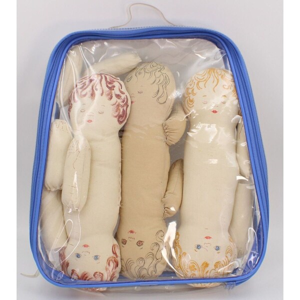 Topsy Turvy Handmade Rag Dolls Two Sided Asleep And Awake Set Of 3 Vintage