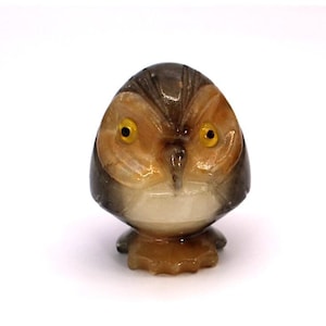 Alabaster Owl Hand Carved Paperweight Vintage 2.25&quot;