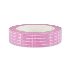 Grid washi tape - Pink - White lines - 10mm x 10m - Geometric - Planner - Stationery - Bujo - Weekly Spread - Classic Essential Washi