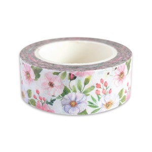 Rosa und lila Blumen Washi Tape - botanische Blätter - Blume - weiche Pastelltöne