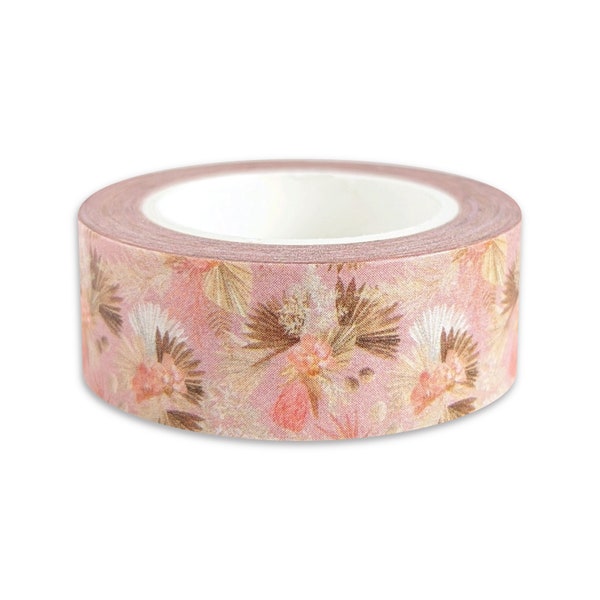 Floral bouquet pattern washi tape - vintage foliage - white and pink flowers - neutral sprigs