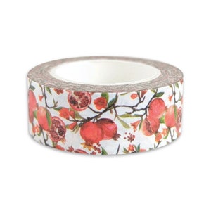 Granatapfel Muster Washi Tape - rot - Früchte - üppig - Samen - Zweig - saftig - Blatt