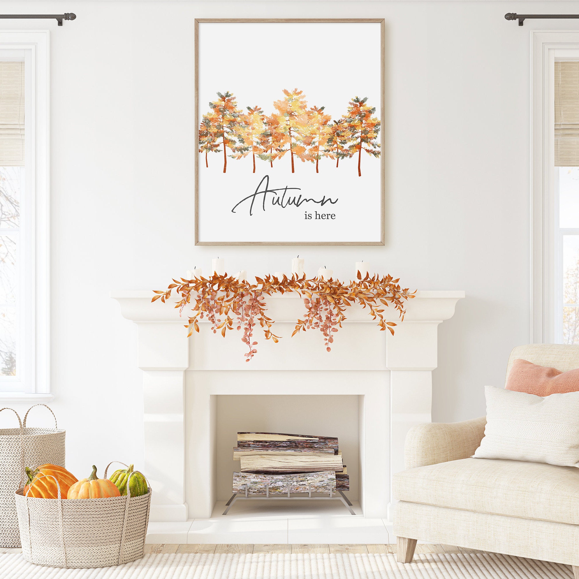 Printable fall wall art Farmhouse fall decor Rustic autumn Etsy
