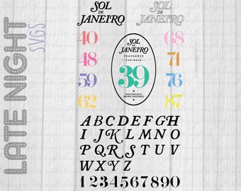 Ultimate Bundle Sol De numbers, bottle label, and font fragrance for cut vector svg png ttf digital art