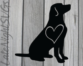 Black Lab Labrador Heart Pet Dog cut vector svg png digital art