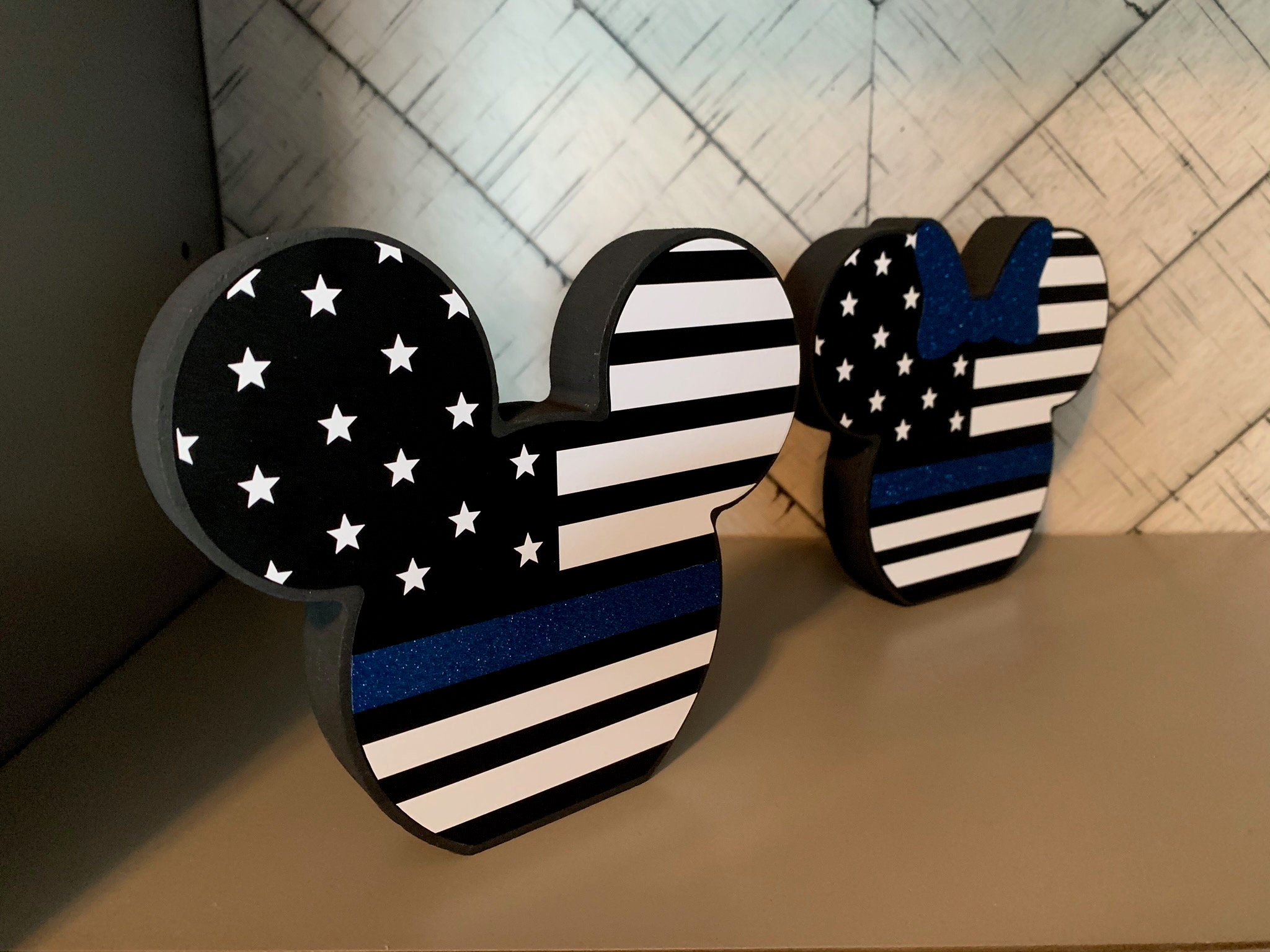 Mickey and Minnie - Blue Line - Disney Decor - Etsy