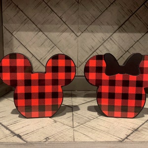 Mickey and Minnie Red Buffalo Plaid - Disney Decor - Christmas Decor