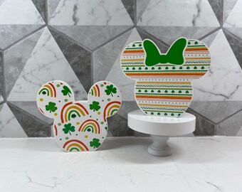 Mickey and Minnie St Patty’s Set - Disney Decor - St Patrick's Day Decor