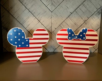 Mickey and Minnie - American Flag Decor - Disney Decor