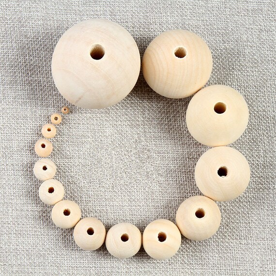 100Pcs Natural Round Wood Spacer Unpainted Wooden Ball Beads DIY Jewelry Lot