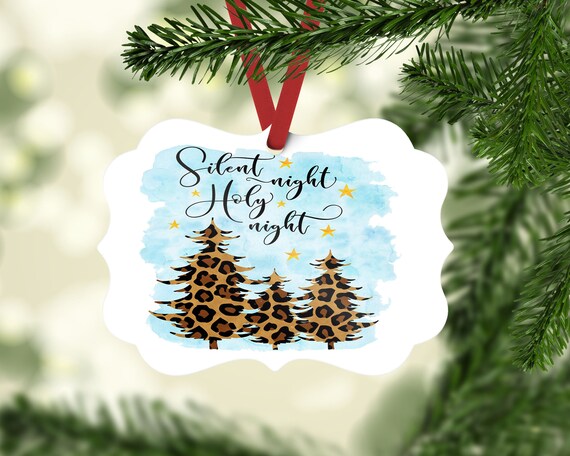 Buffalo Plaid Trees/leopard/silent Night/personalized Christmas