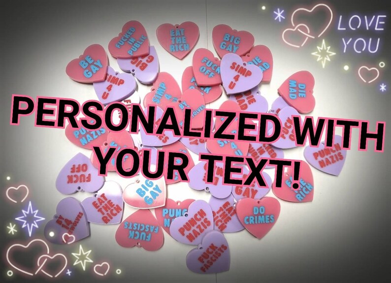 PERSONALIZED Candy Heart Earring order two for complete set