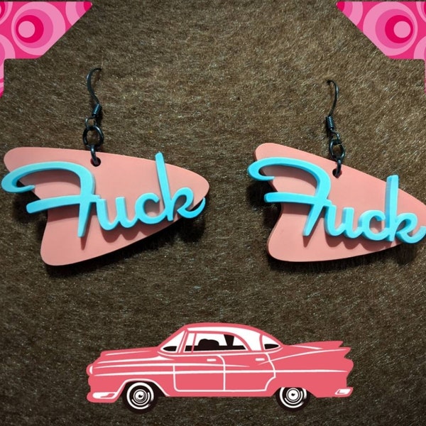 Retro mid century modern fuck acrylic earrings