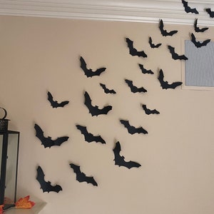 Black Bat Halloween Decor | Halloween Wall Decor | Cardstock Bats
