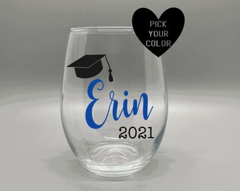College Graduation Gift | Graduation Wine Glass | Gift For Her | School Graduation Gift | Drinking Gift | Custom Graduation Gift