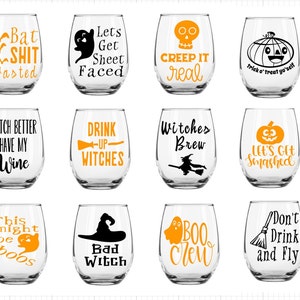 verre à vin d’Halloween | | d’Halloween personnalisés Verres à vin d’automne | Drôles de lunettes | | de fête d’Halloween | de décoration d’Halloween Drôle de verre à vin | Sans tige