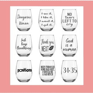 Ariana Grande Wine Glass | Positions Wine Glass Quote | Quote Wine Glass | Ariana Grande | Thank you next | Dangerous | Ariana Merch